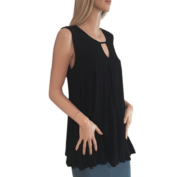 CHARLIE Paige Versatile Sleeveless Top Chemise Tunic Keyhole Flounce - Picture 7 of 10